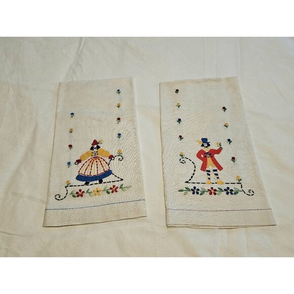 Mr & Mrs Embroidered Tea Towels, Lady and Gentlemen Embroidered Towels - Picture 1 of 7